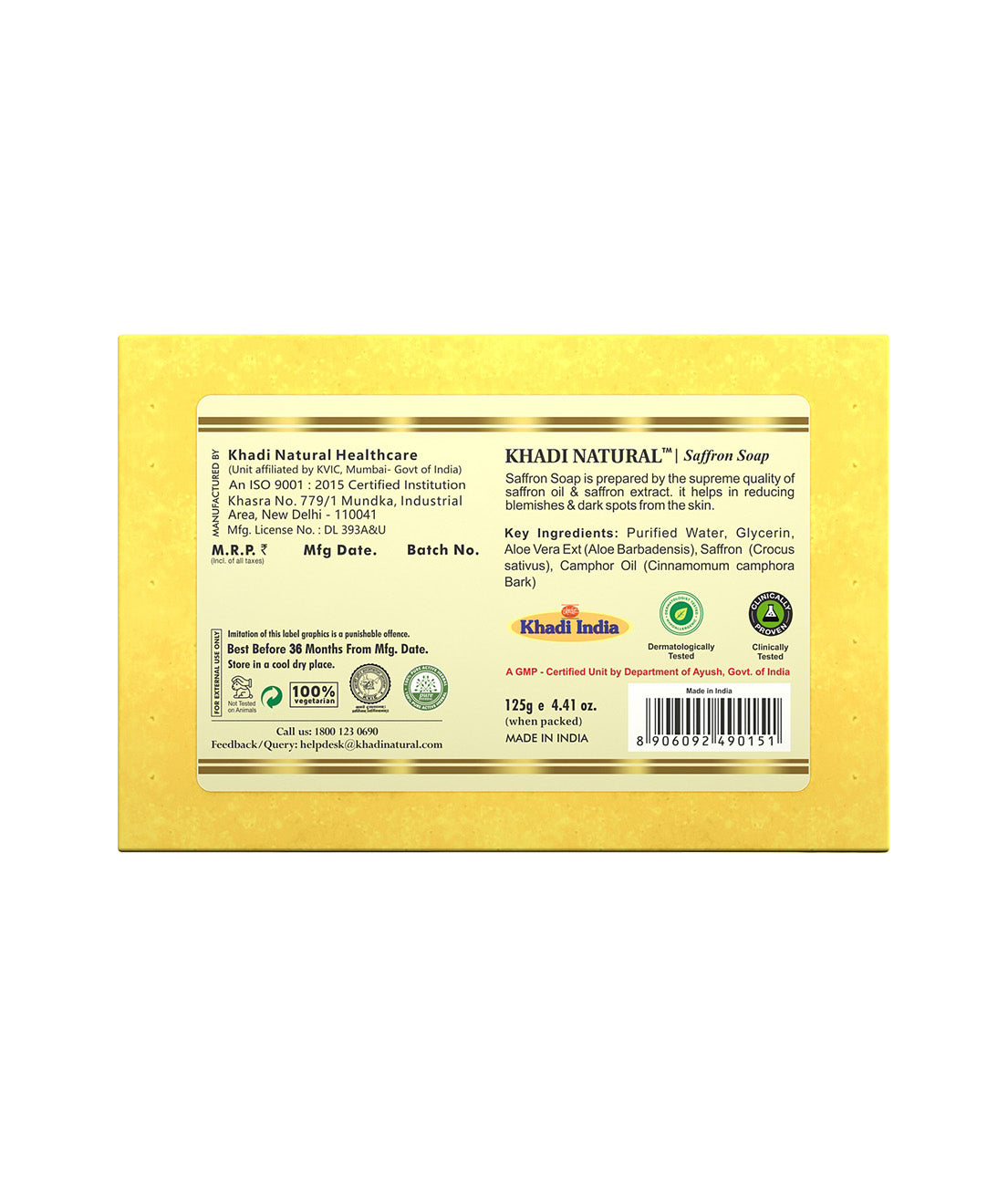 Khadi Natural Saffron Soap 125gm - Image 5 - Buy from Indicrest