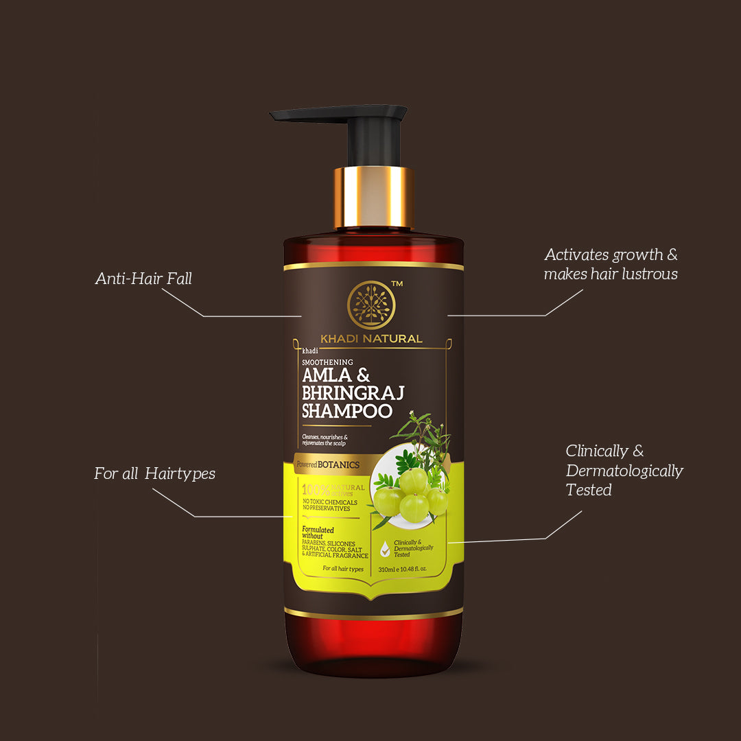 Khadi Natural Amla & Bhringraj Hair Cleanser - SLS, Parabens, Color, Salt & Artificial Fragrance Free - 310ml - Image 2 - Buy from Indicrest