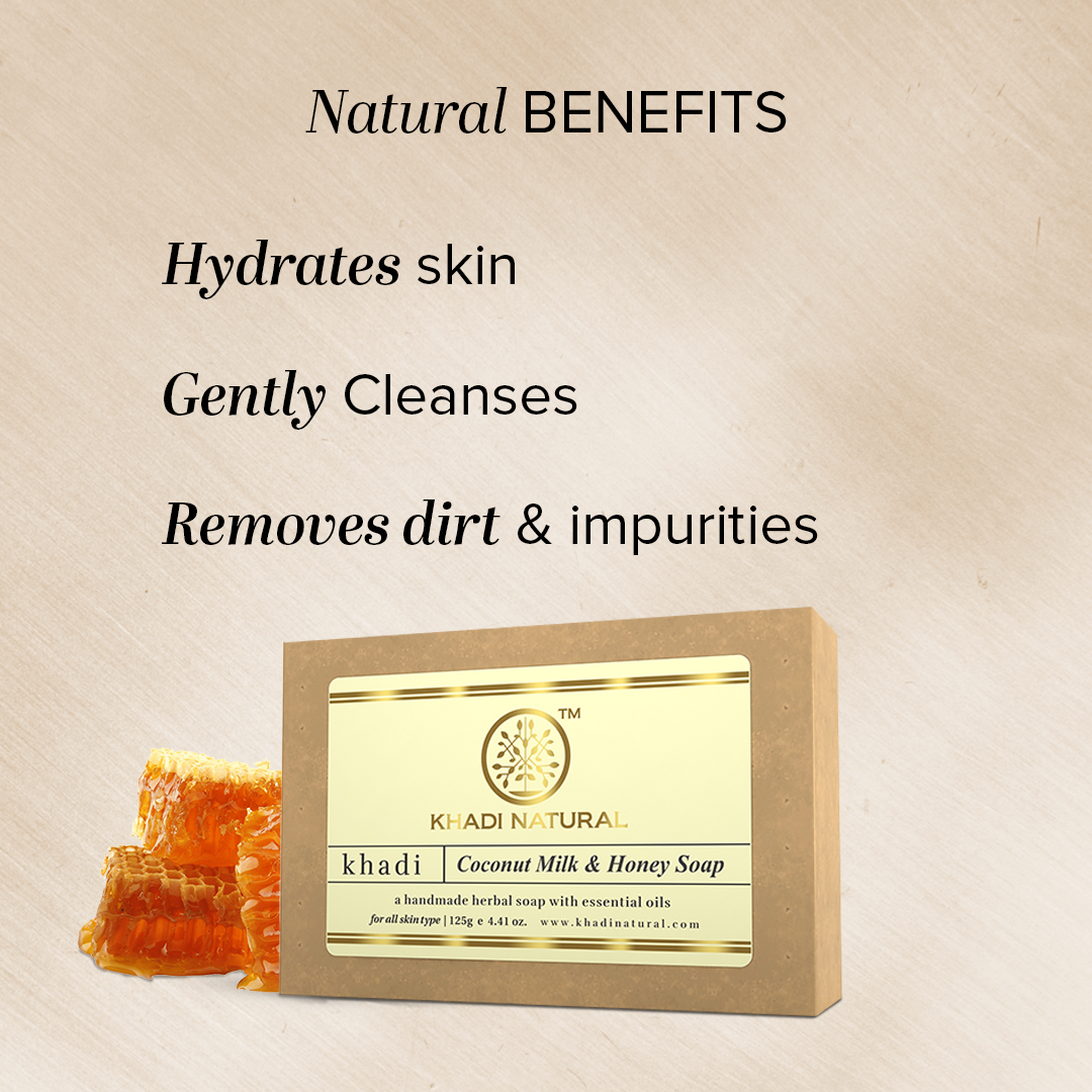 Khadi Natural Herbal Coconut Milk & Honey Soap Combo Pack Of 3 – 125gm Each - Image 2 - Buy from Indicrest