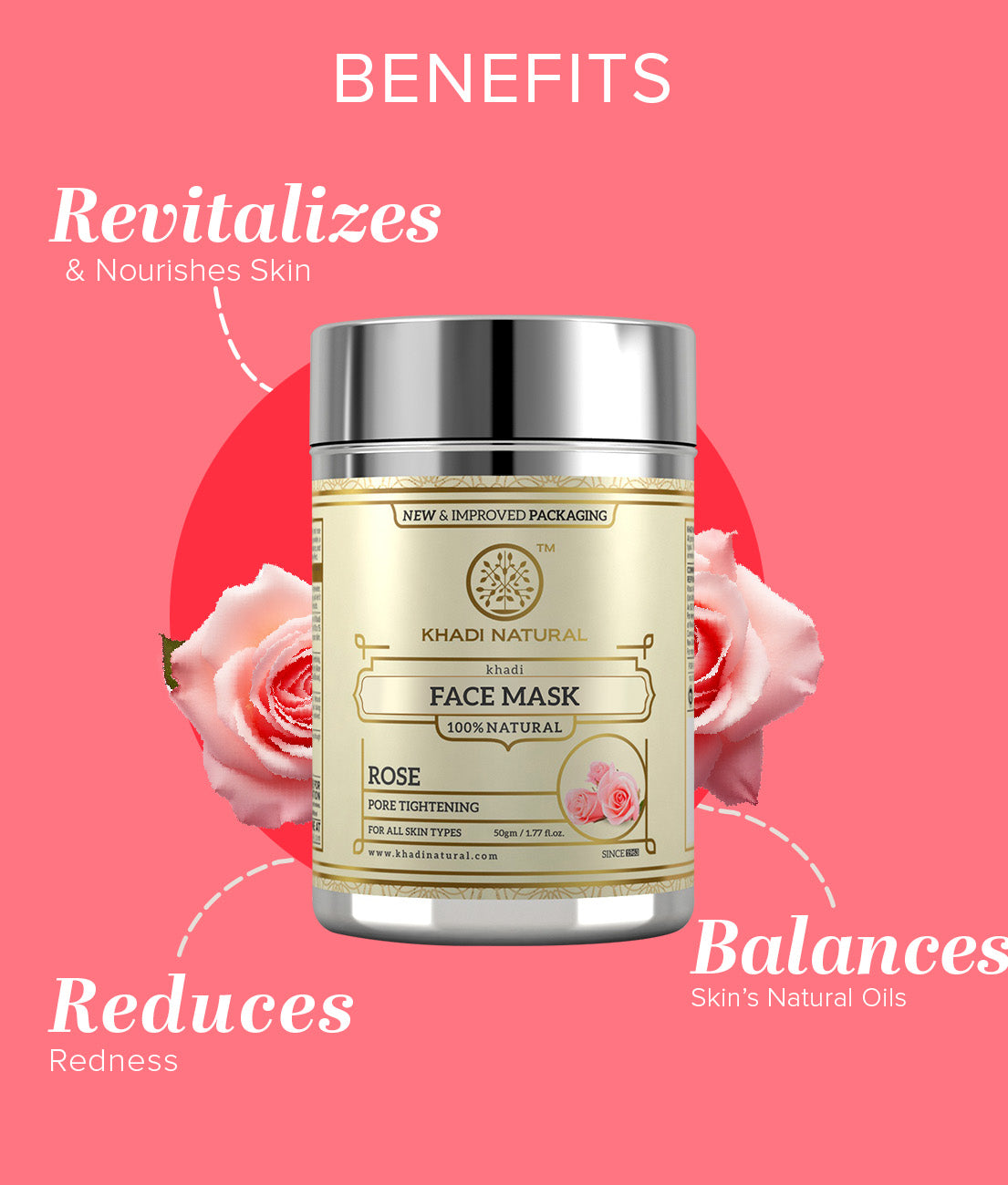 Khadi Natural Rose Face Mask - 50gm - Image 3 - Buy from Indicrest