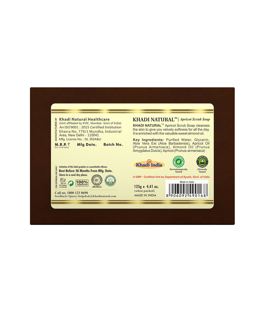 Khadi Natural Apricot Scrub Soap - 125gm - Image 5 - Buy from Indicrest