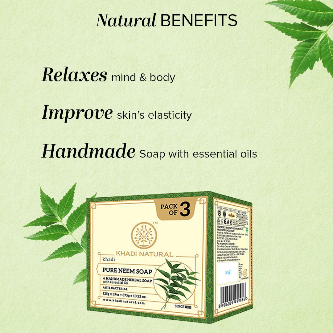 Khadi Natural Herbal Pure Neem Soap Combo Pack Of 3 – 125gm Each - Image 2 - Buy from Indicrest