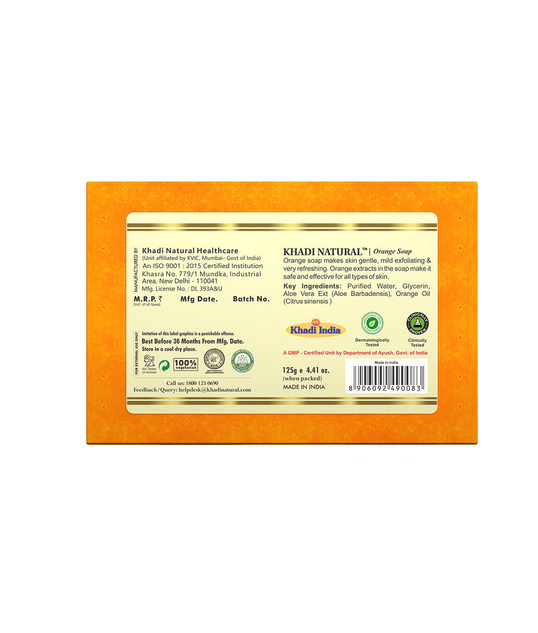 Khadi Natural Orange Soap 125gm - Image 5 - Buy from Indicrest