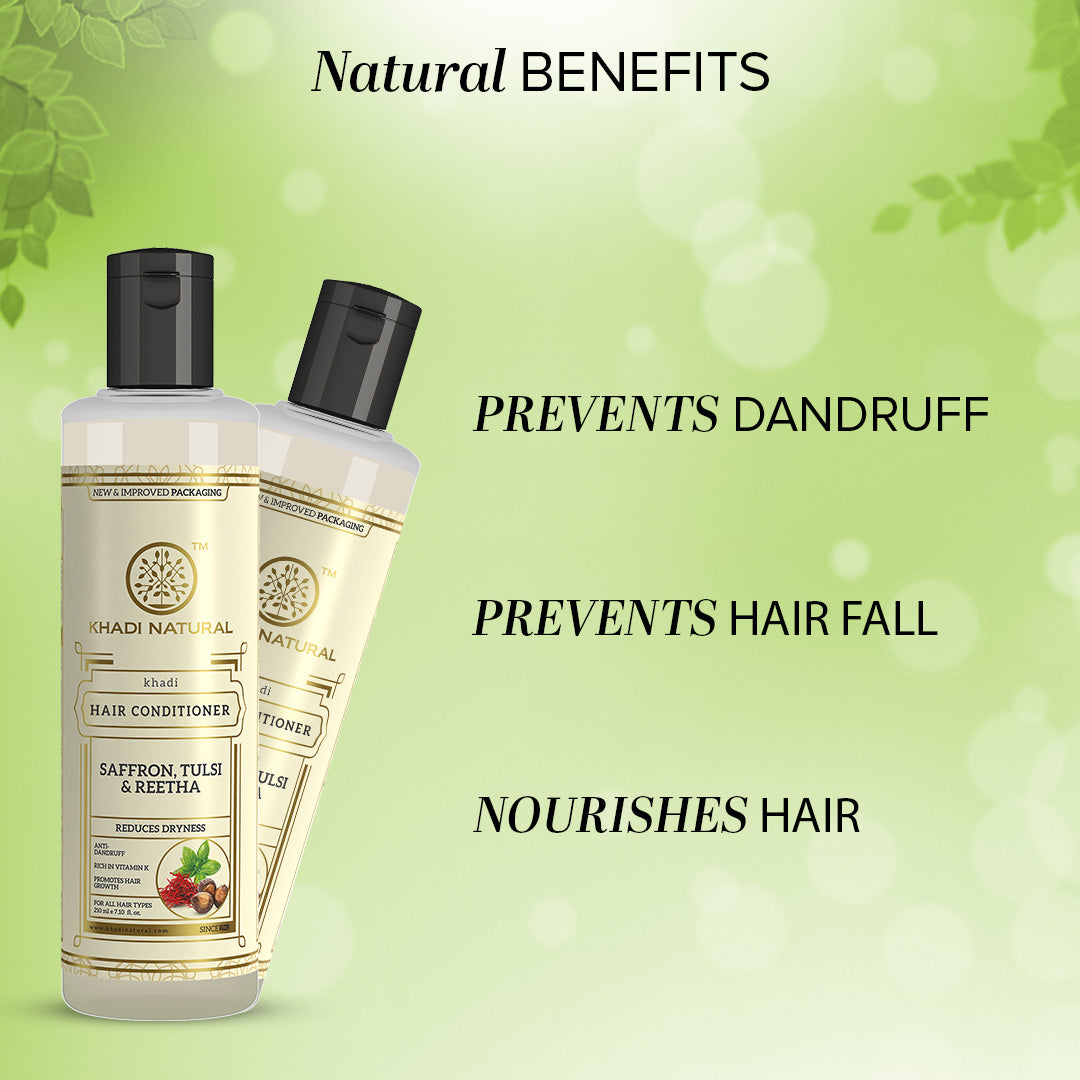 Khadi Natural Saffron Tulsi & Reetha Hair Conditioner - 210ml - Image 2 - Buy from Indicrest