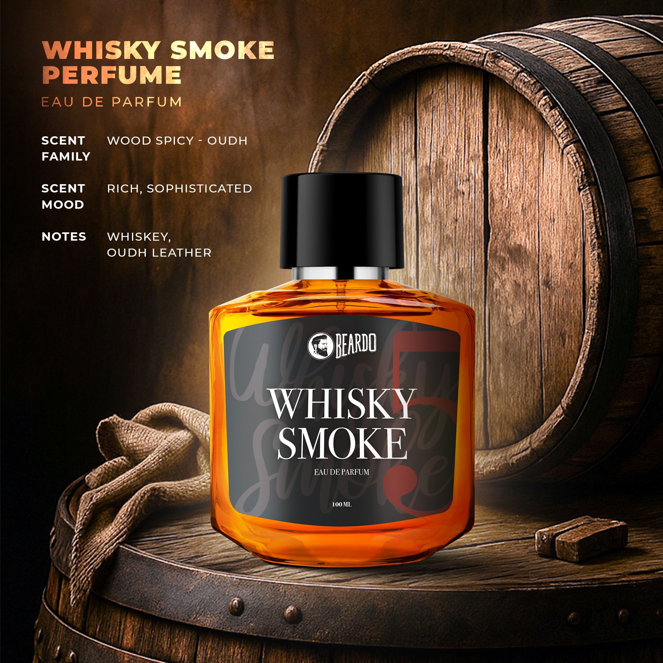 Beardo Whisky Smoke Perfume EDP 100ml & 50ml Combo - Image 5 - Buy from Indicrest