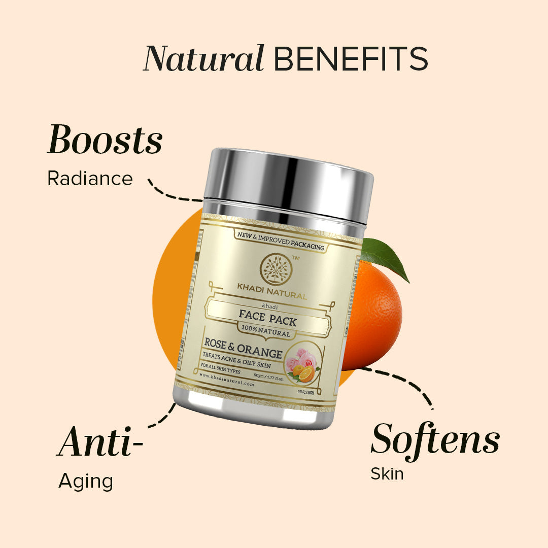 Khadi Natural Rose & Orange Face Pack - 50gm - Image 2 - Buy from Indicrest
