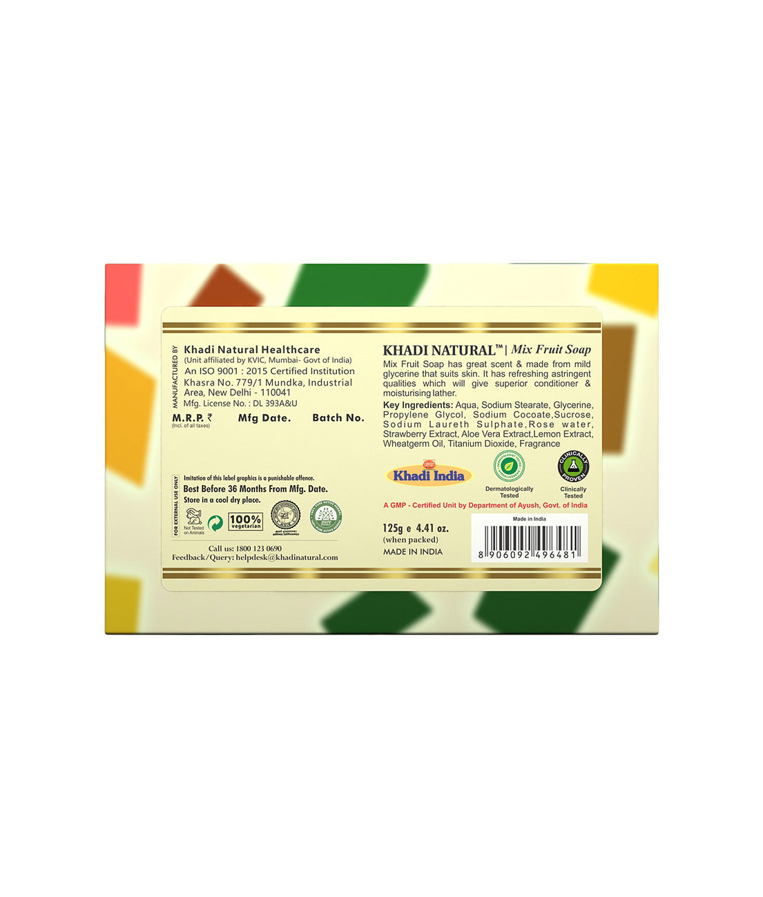 Khadi Natural Mix Fruit Soap 125gm - Image 5 - Buy from Indicrest