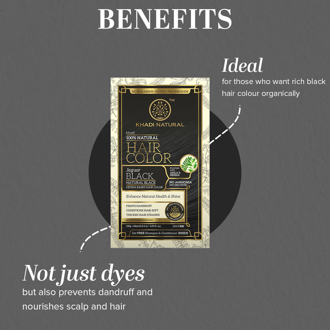 Khadi Natural Jaguar Black Hair Color - 150ml - Image 2 - Buy from Indicrest