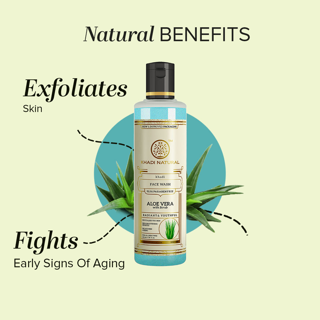 Khadi Natural Aloevera Face Wash with Scrub SLS & Paraben Free - 210ml - Image 2 - Buy from Indicrest
