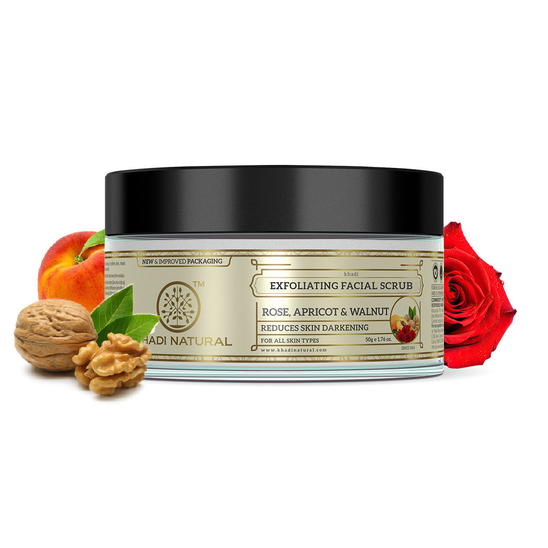 Khadi Natural Rose Apricot & Walnut Exfoliating Facial Scrub - 50gm - Image 5 - Buy from Indicrest
