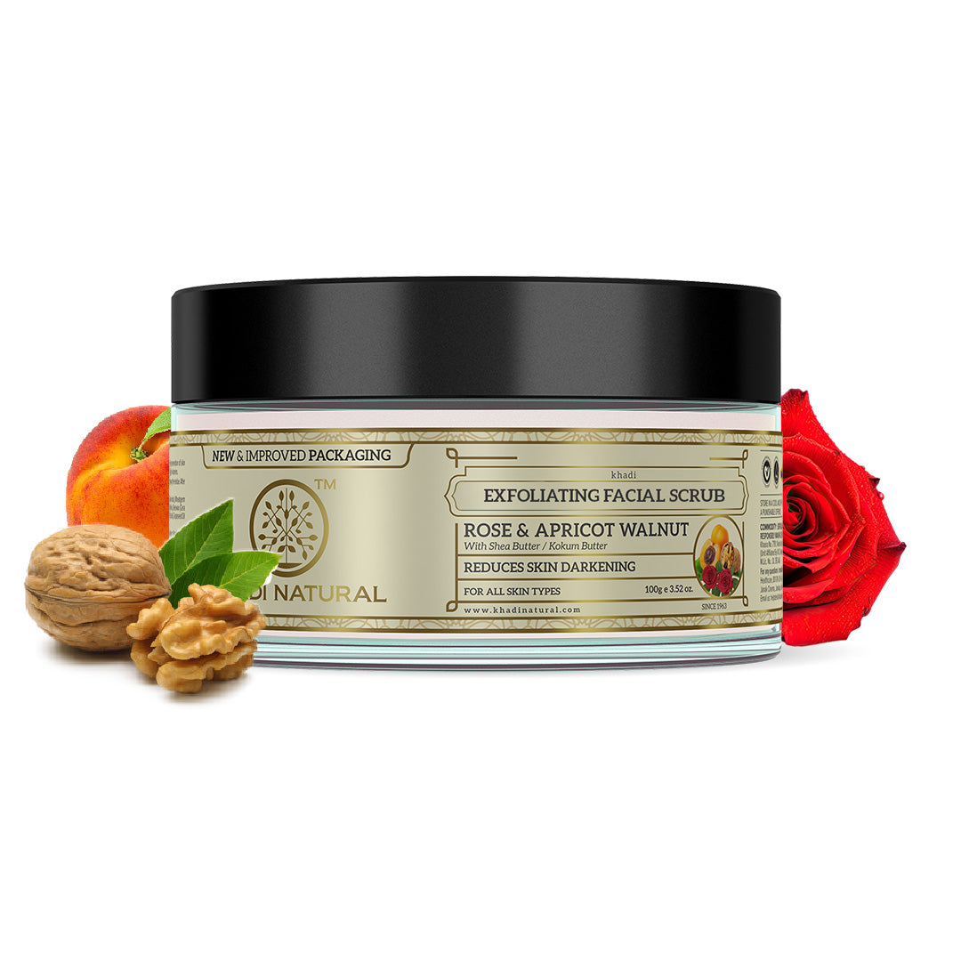 Khadi Natural Apricot & Walnut Face Cream Scrub with Rose - 100gm - Image 5 - Buy from Indicrest