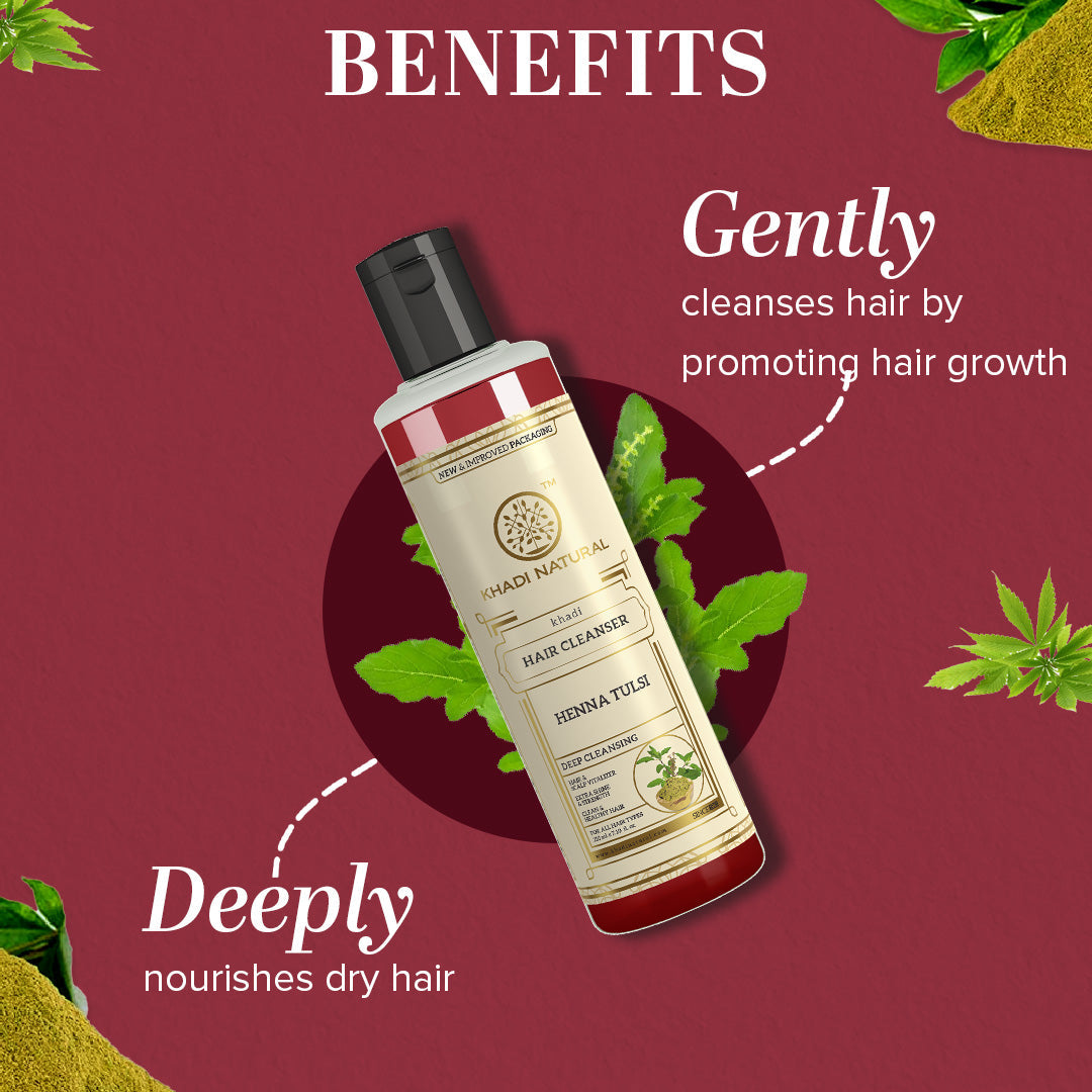 Khadi Natural Henna Tulsi Hair Cleanser - 210ml - Image 2 - Buy from Indicrest