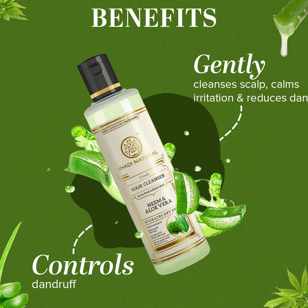 Khadi Natural Neem & Aloevera Hair Cleanser SLS & Paraben Free - 210ml - Image 2 - Buy from Indicrest