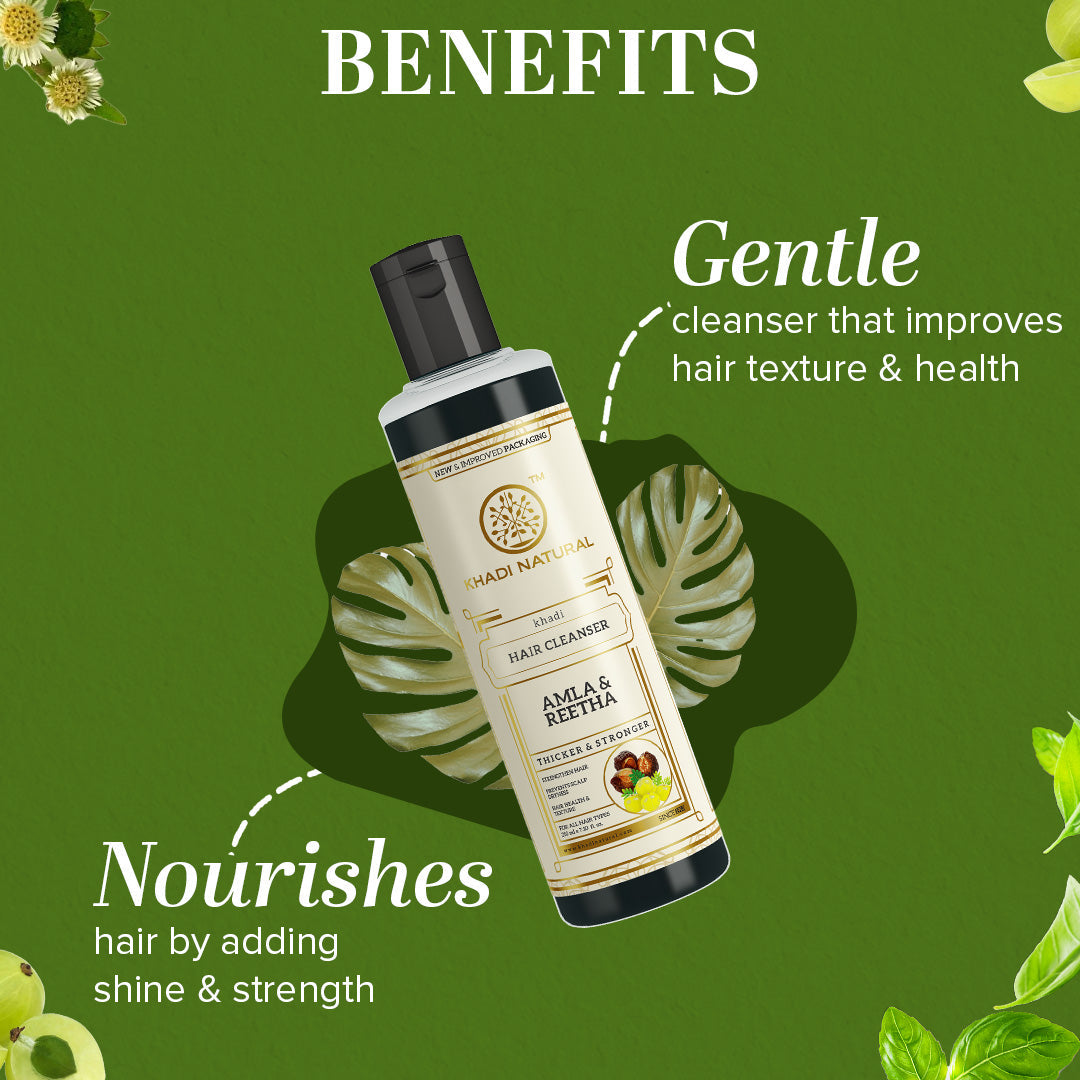 Khadi Natural Herbal Amla & Reetha Hair Cleanser - 210ml - Image 2 - Buy from Indicrest