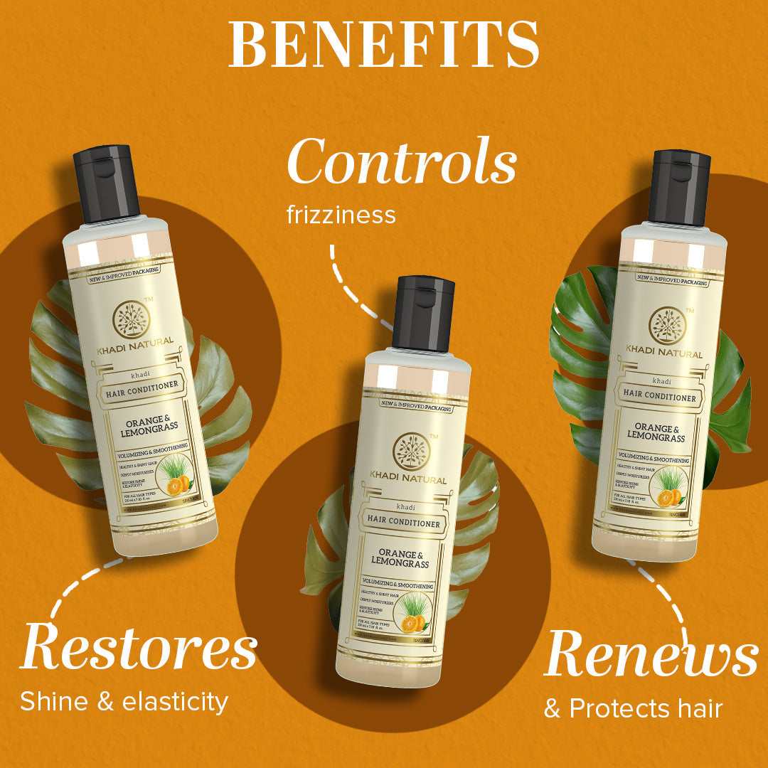 Khadi Natural Herbal Orange Lemongrass Hair Conditioner - 210ml - Image 2 - Buy from Indicrest