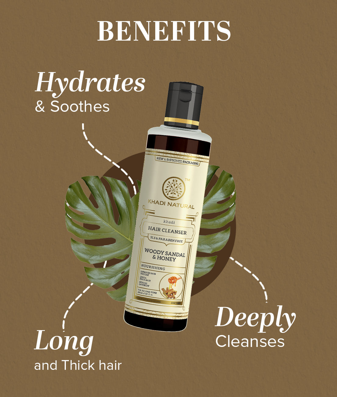 Khadi Natural Woody Sandal & Honey Hair Cleanser SLS & Paraben Free - 210ml - Image 2 - Buy from Indicrest