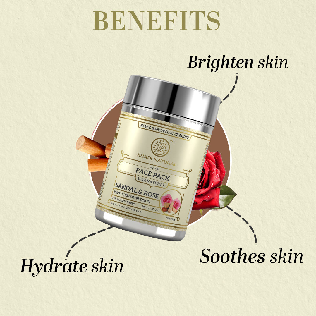 Khadi Natural Sandal & Rose Face Pack - 50gm - Image 2 - Buy from Indicrest