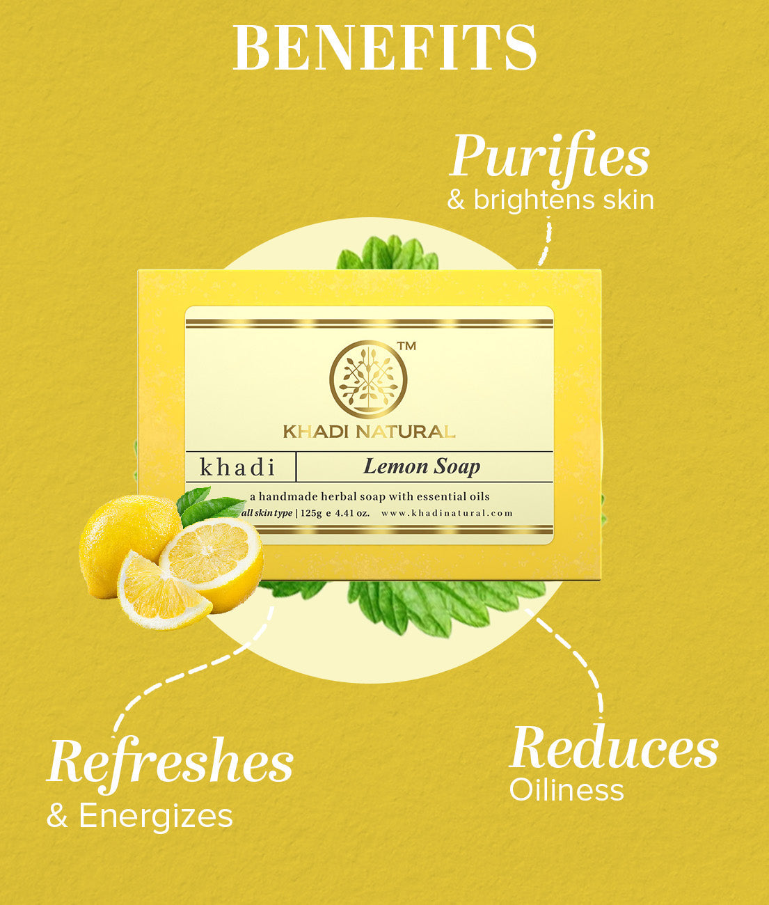 Khadi Natural Herbal Lemon Soap 125gm - Image 2 - Buy from Indicrest