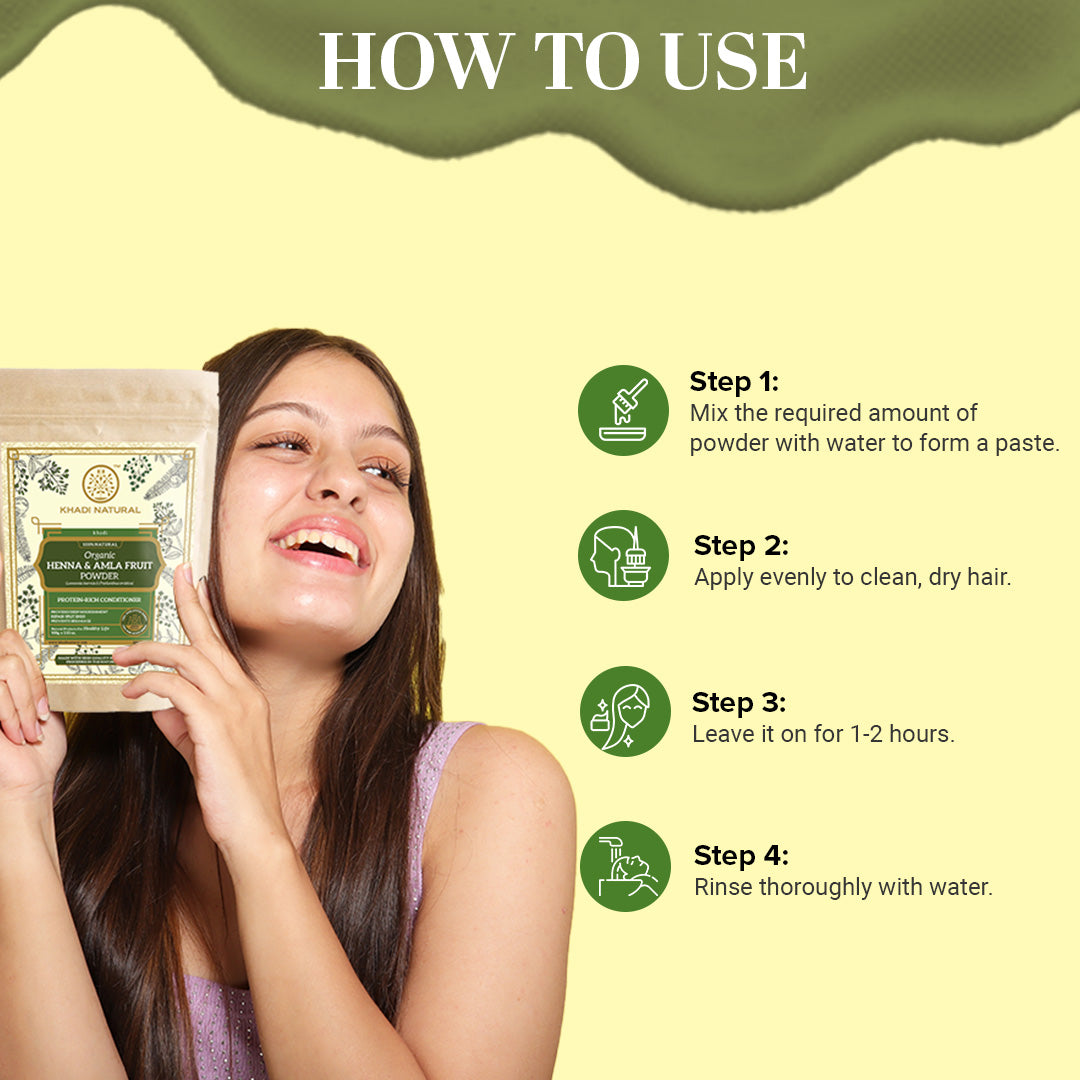 Khadi Natural Organic Henna & Amla Fruit Powder For Hair Care - 100% Natural - 100gm - Image 4 - Buy from Indicrest