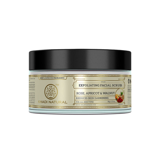 Khadi Natural Rose Apricot & Walnut Exfoliating Facial Scrub - 50gm - Buy from Indicrest