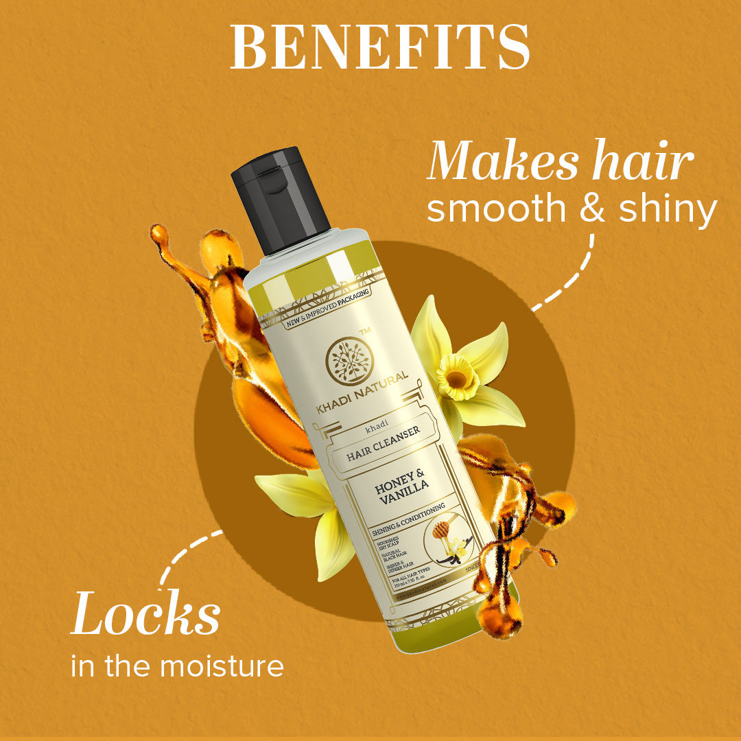 Khadi Natural Honey & Vanilla Hair Cleanser - 210ml - Image 3 - Buy from Indicrest