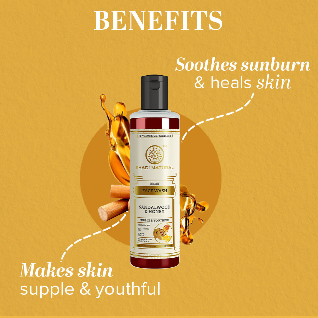Khadi Natural Sandalwood & Honey Face Wash Combo Pack Of 2 - 210ml Each - Sale - Image 2 - Buy from Indicrest