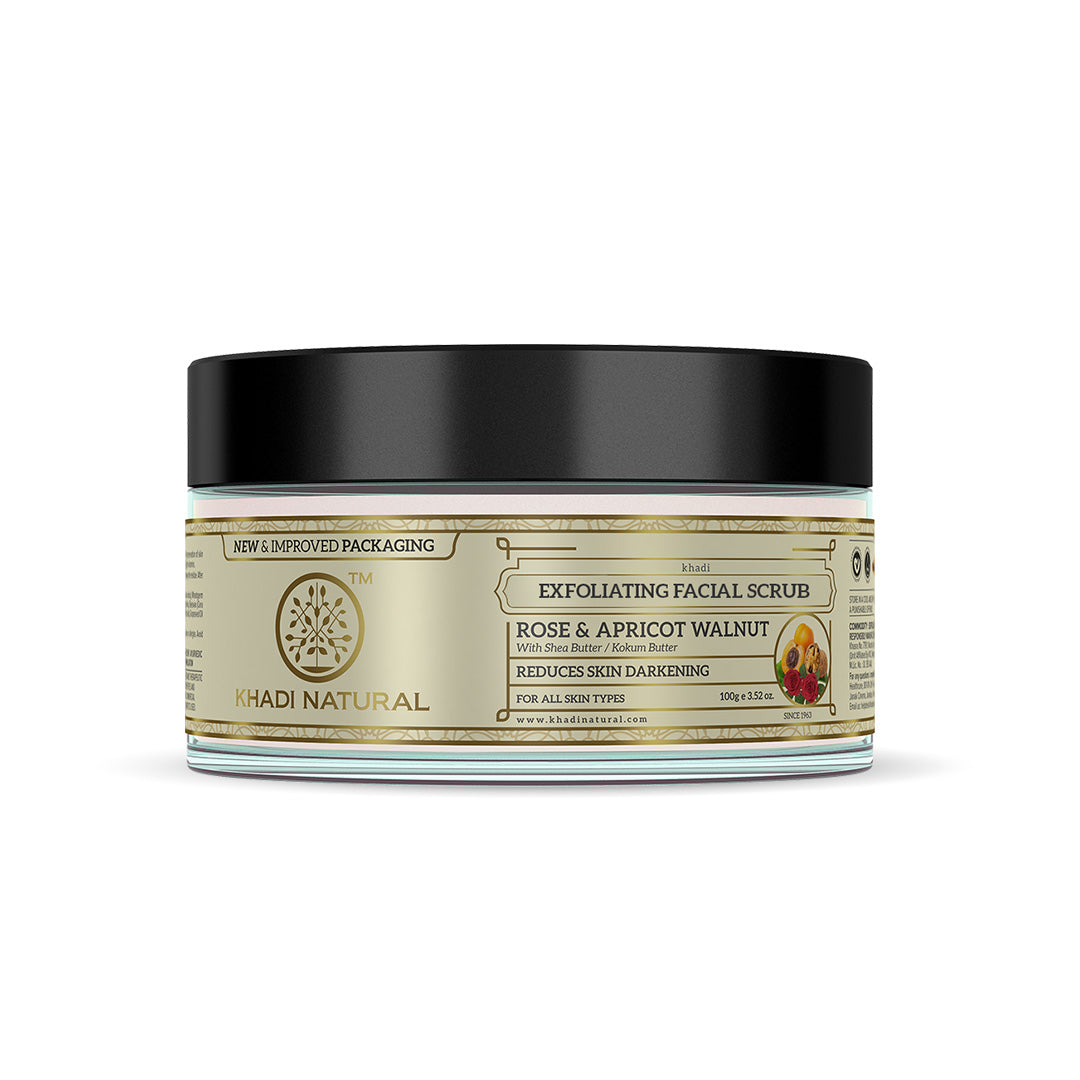 Khadi Natural Apricot & Walnut Face Cream Scrub with Rose - 100gm - Buy from Indicrest