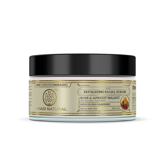 Khadi Natural Apricot & Walnut Face Cream Scrub with Rose - 100gm - Buy from Indicrest