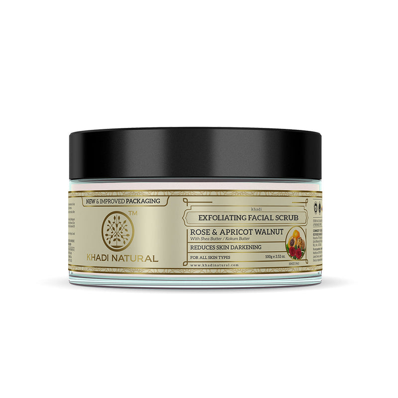 Khadi Natural Apricot & Walnut Face Cream Scrub with Rose - 100gm - Buy from Indicrest