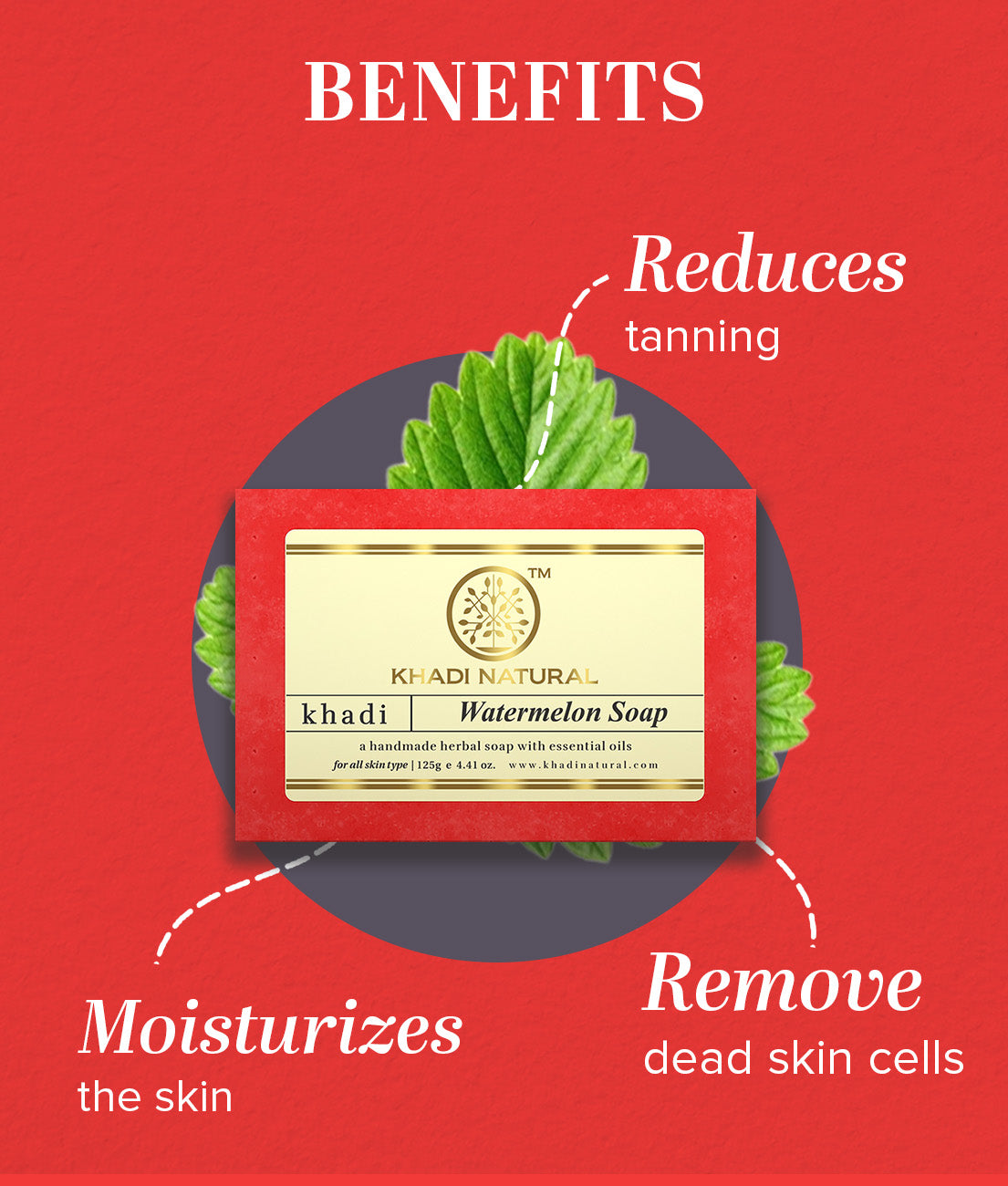 Khadi Natural Herbal Watermelon Soap - 125gm - Image 2 - Buy from Indicrest