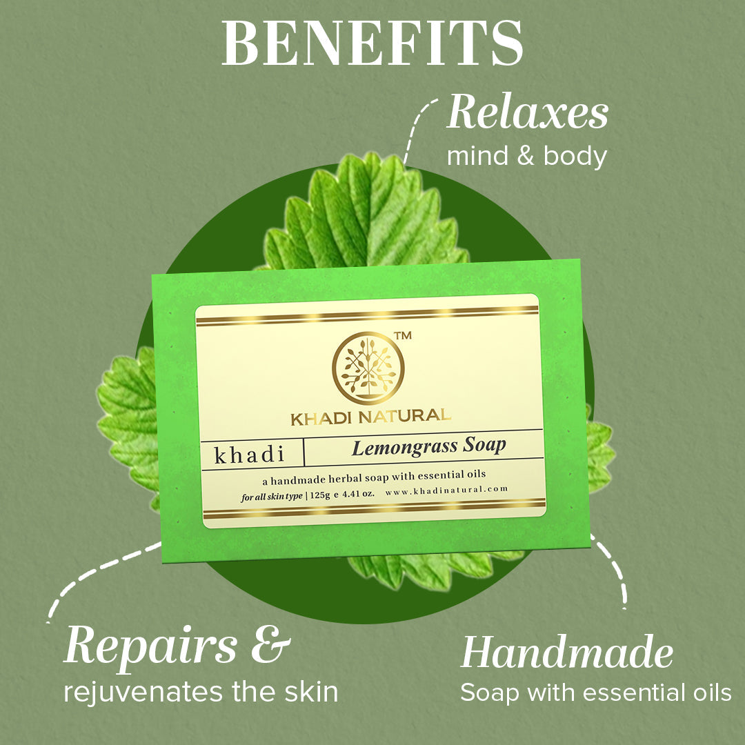 Khadi Natural Herbal Lemongrass Soap - 125gm - Image 2 - Buy from Indicrest