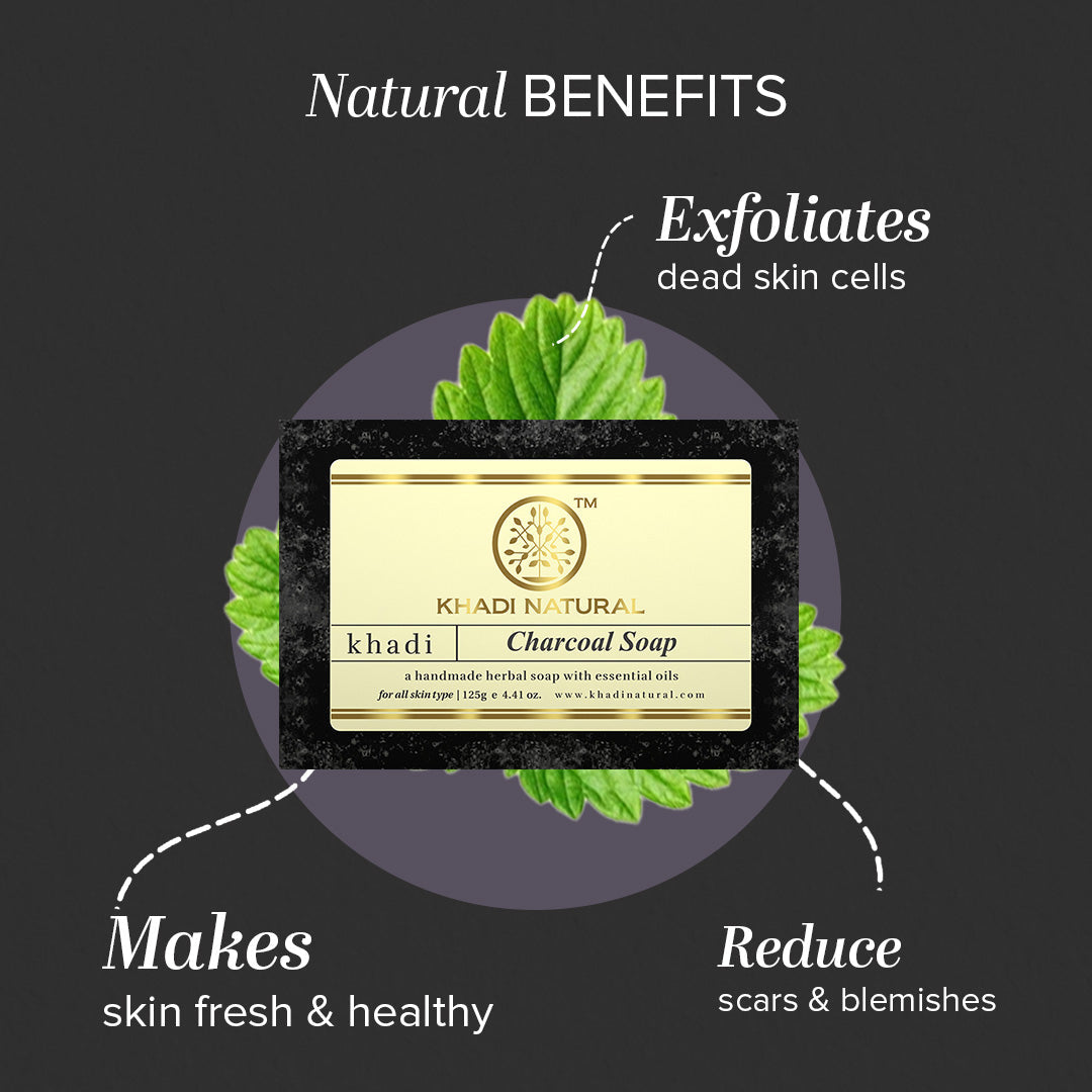 Khadi Natural Herbal Charcoal Soap Combo Pack Of 3 – 125gm Each - Image 2 - Buy from Indicrest