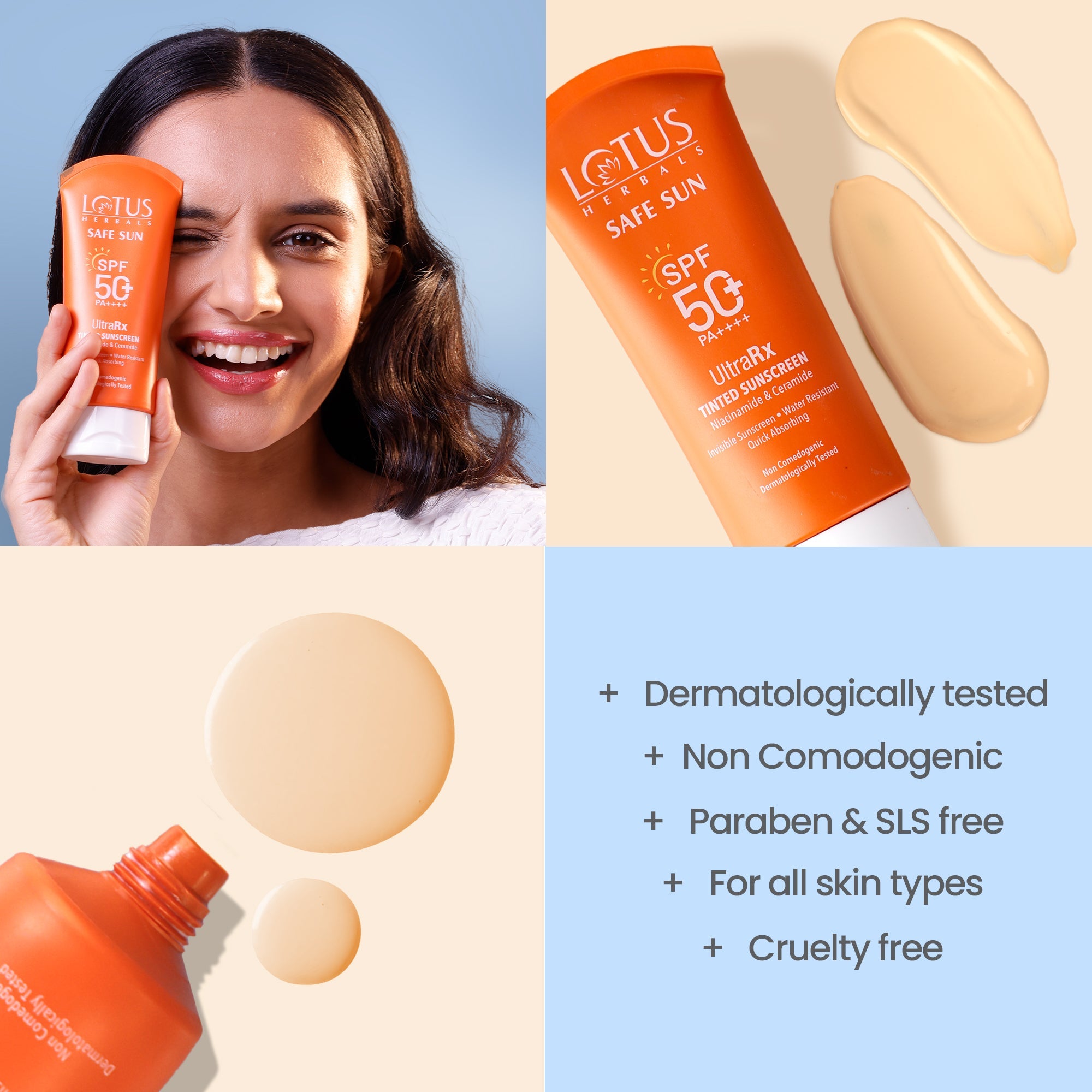 Lotus Herbals Safe Sun UltraRx Tinted Sunscreen SPF 50+, S1 - 75g