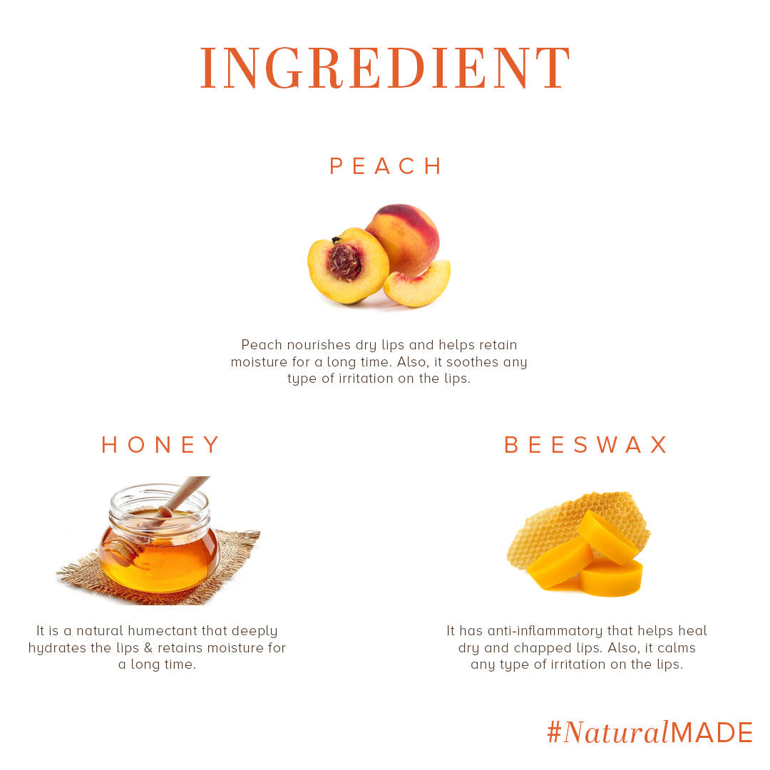 Khadi Natural Peach Lip Balm - 5gm - Image 3 - Buy from Indicrest