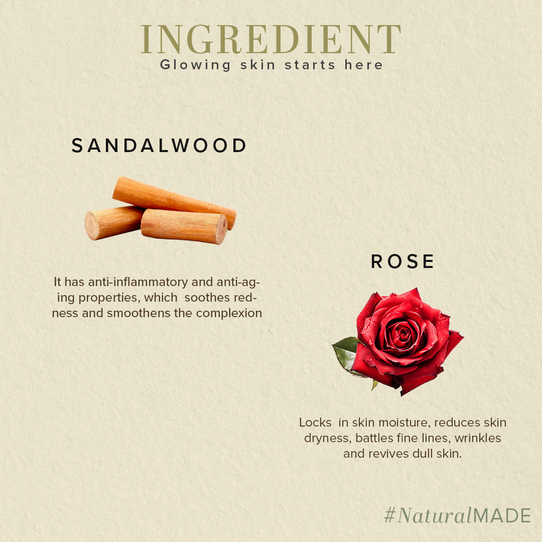 Khadi Natural Sandal & Rose Face Pack - 50gm - Image 3 - Buy from Indicrest