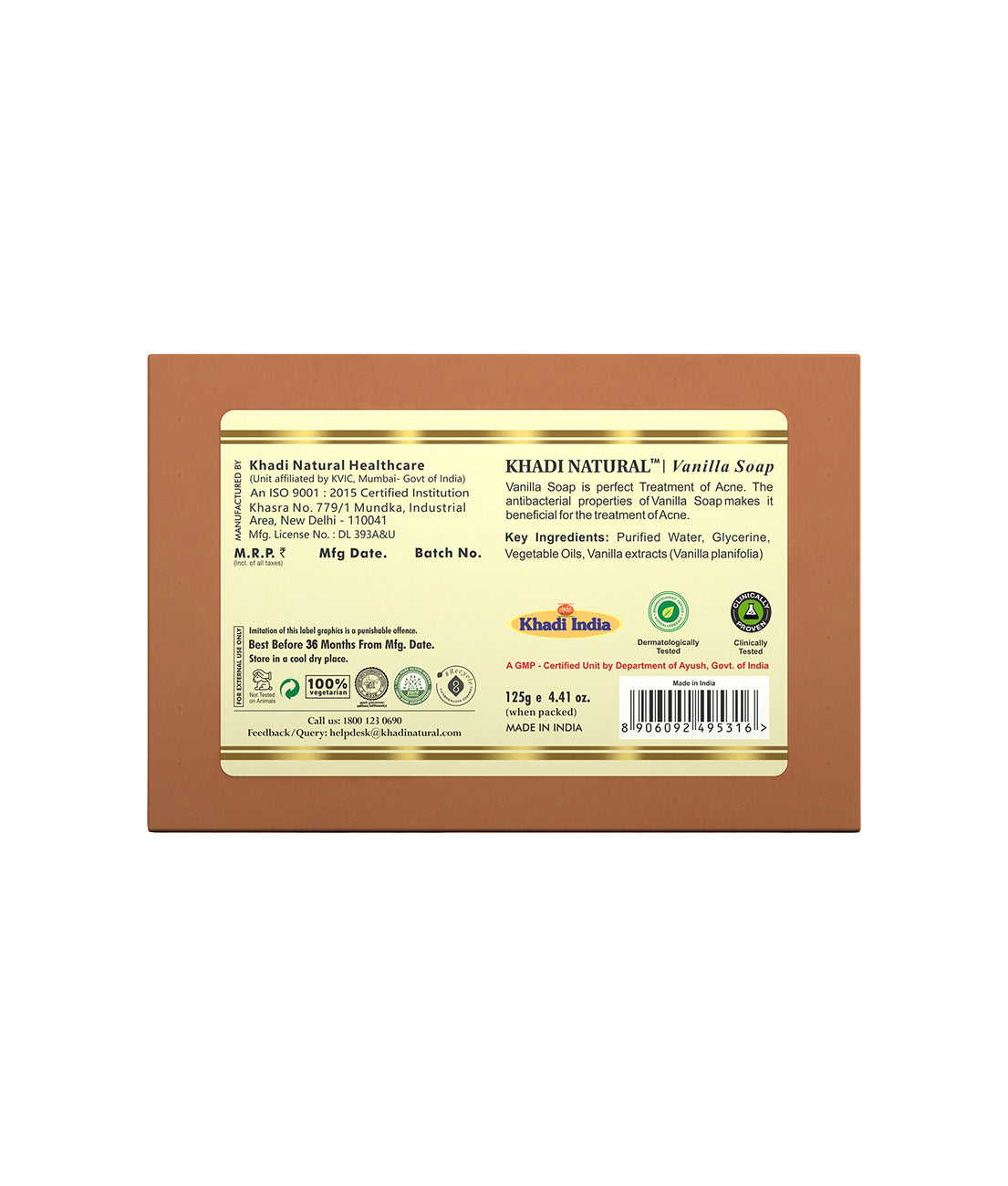 Khadi Natural Vanilla Soap - 125gm - Image 5 - Buy from Indicrest