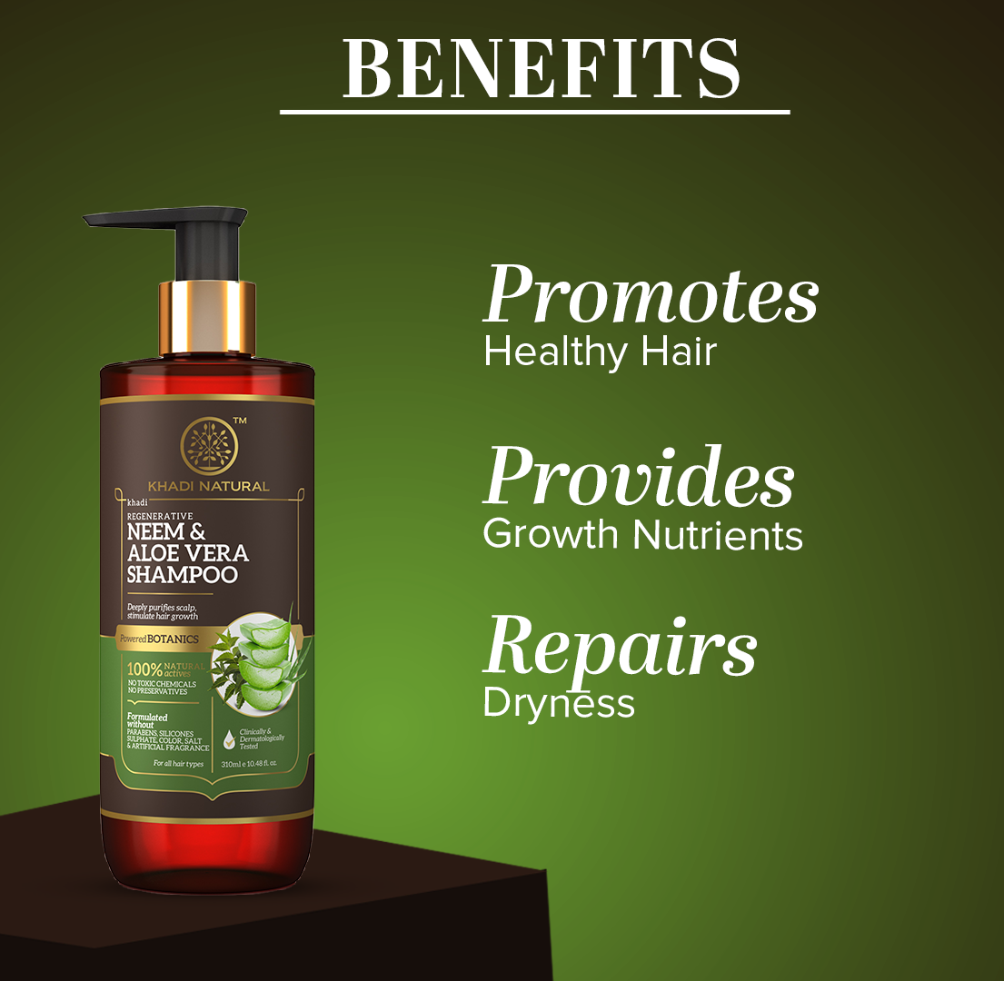 Khadi Natural Neem & Aloe Vera Hair Cleanser - Paraben, Silicones, Sulphate, Color, Salt & Artificial Fragrance Free - 310ml - Image 2 - Buy from Indicrest
