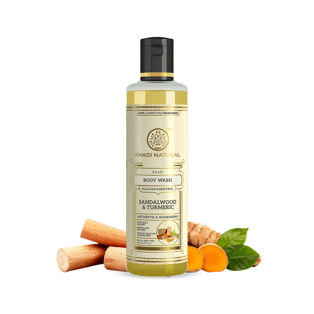 Khadi Natural Sandalwood & Turmeric Body Wash SLS & Paraben Free - 210ml - Image 6 - Buy from Indicrest