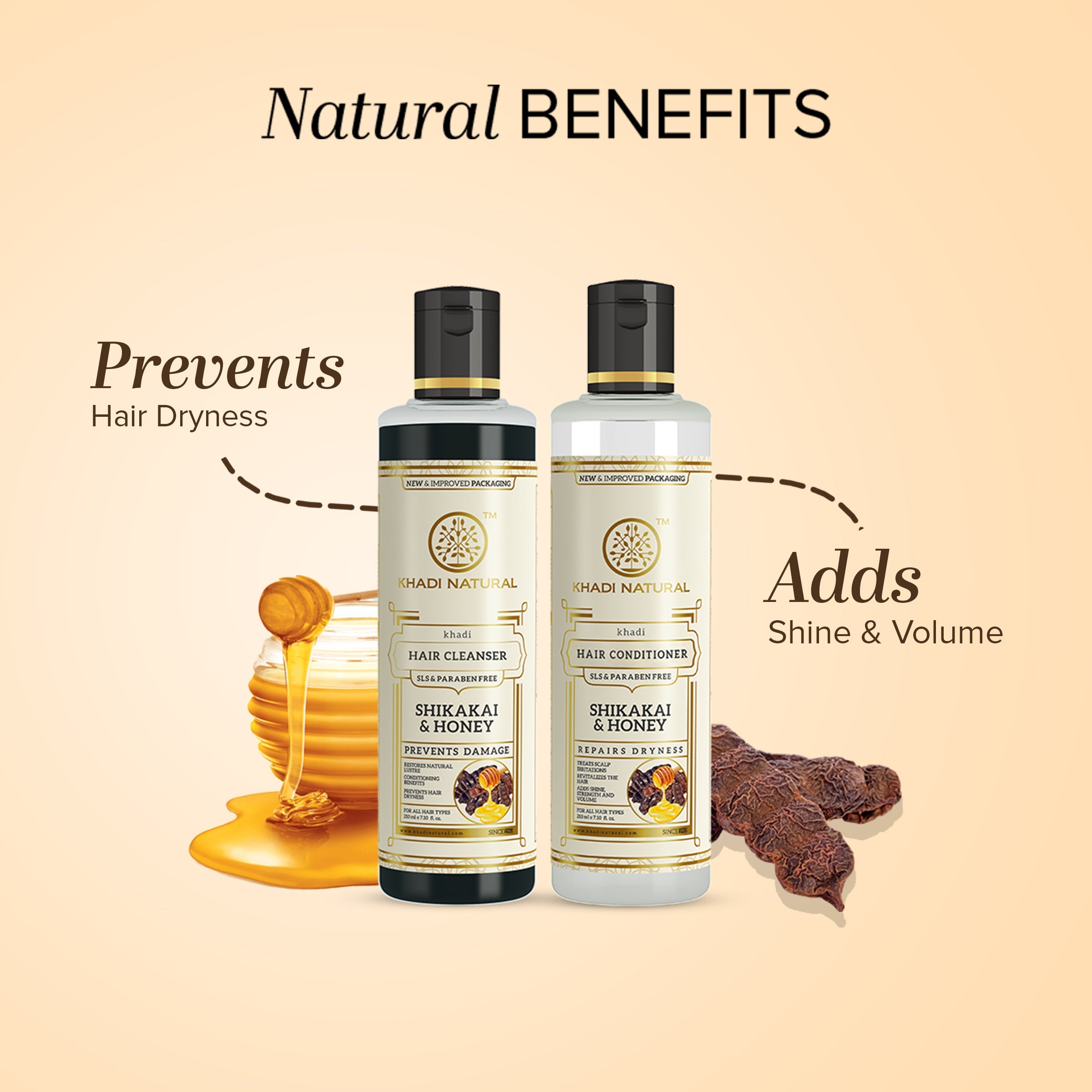 Khadi Natural Shikakai & Honey Cleanser & Conditioner SLS & Paraben Free Combo - 210ml Each Sale - Image 2 - Buy from Indicrest