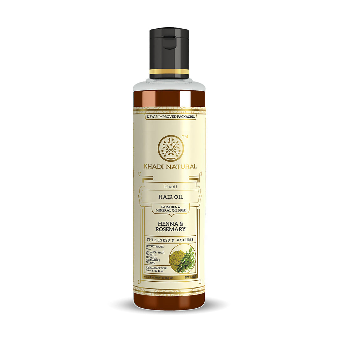 Khadi Natural Henna & Rosemary Hair Oil – Paraben & Mineral Oil Free (210ml) - Buy from Indicrest