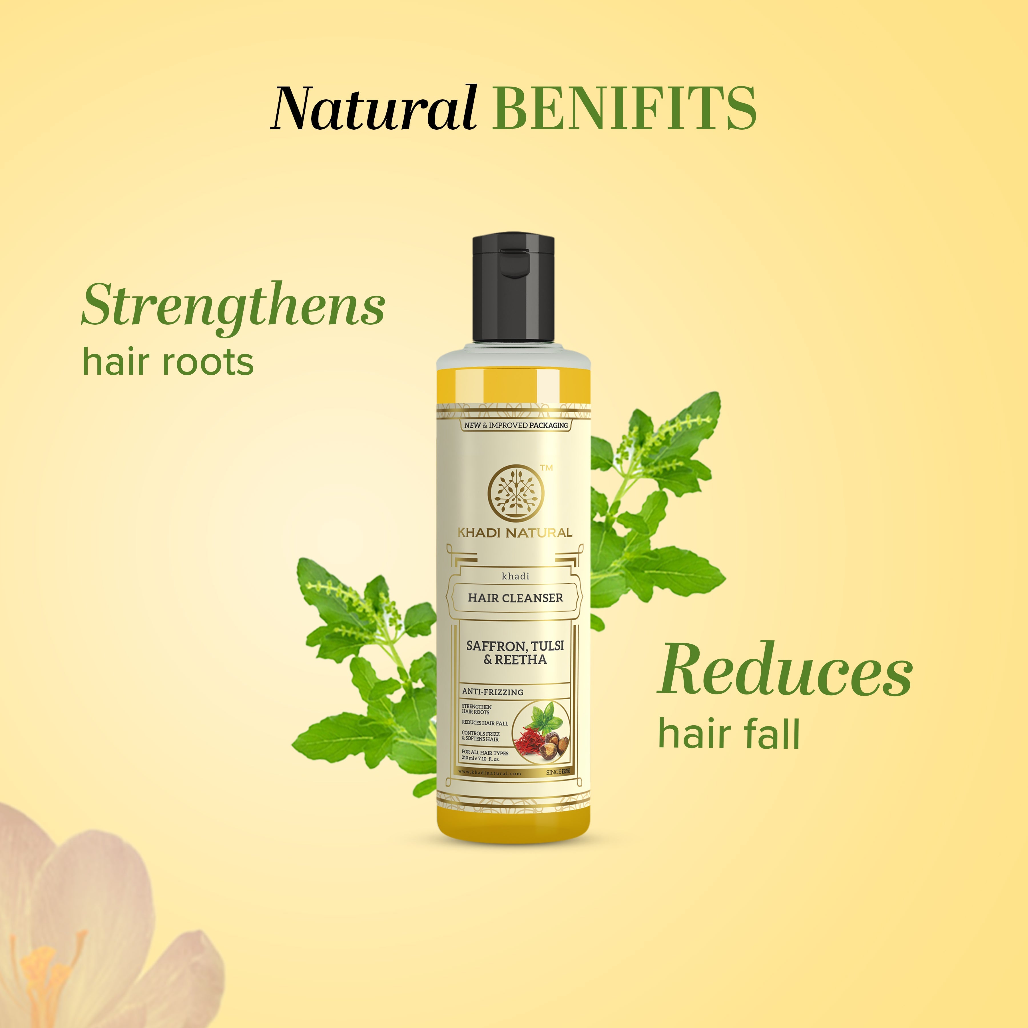 Khadi Natural Saffron Tulsi & Reetha Hair Cleanser - 210ml - Image 4 - Buy from Indicrest