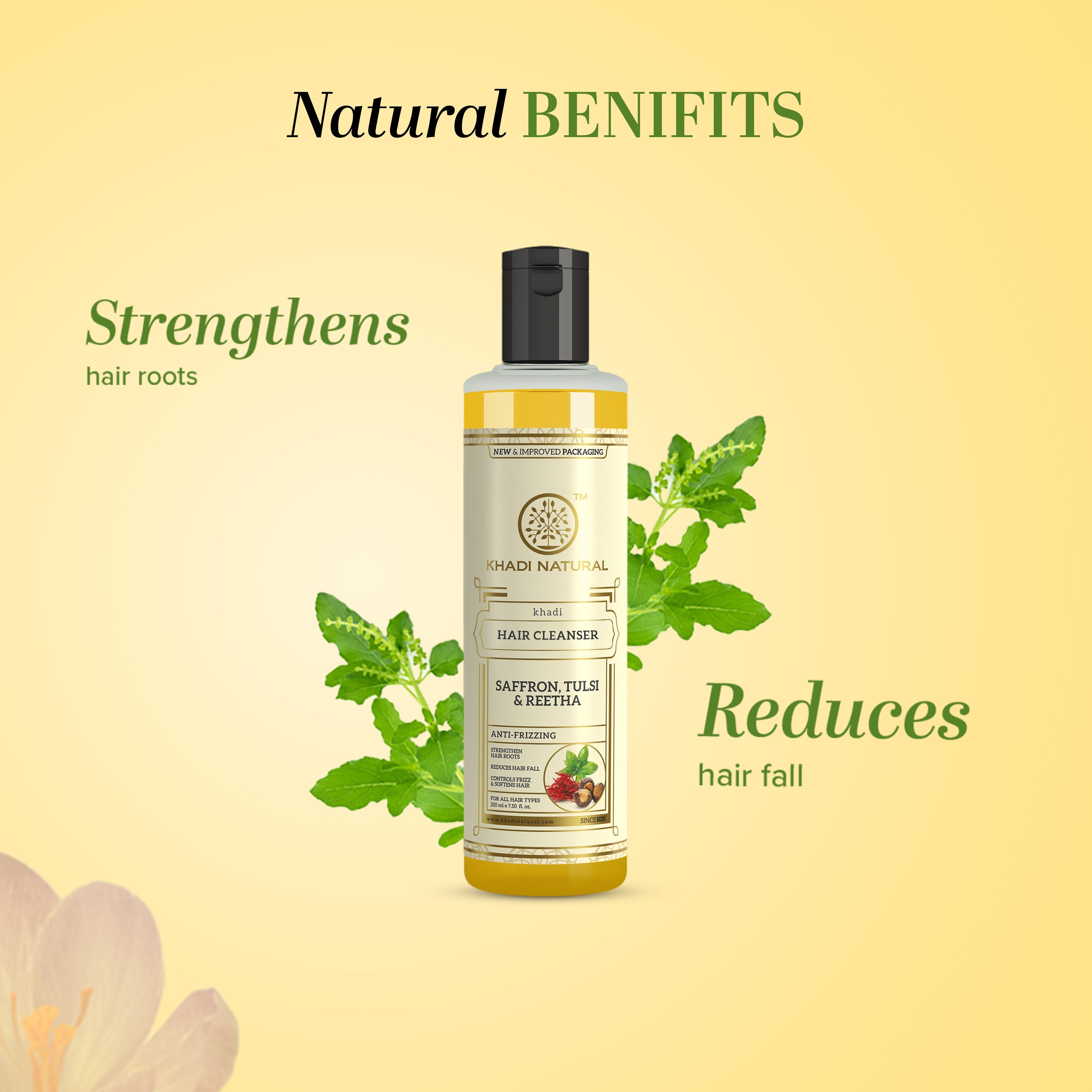 Khadi Natural Saffron Tulsi & Reetha Hair Cleanser - 210ml - Image 3 - Buy from Indicrest