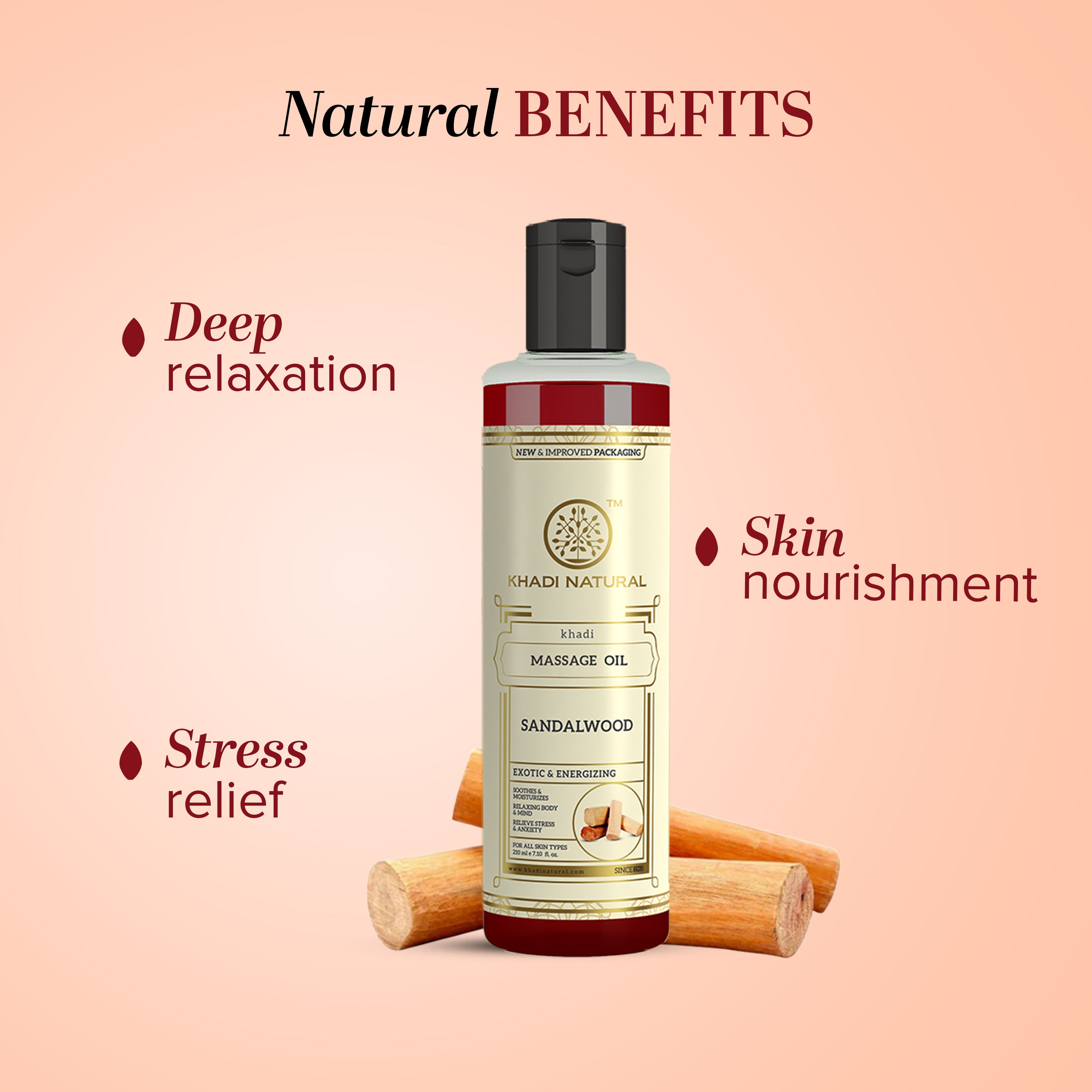 Khadi Natural Sandalwood Massage Oil - 210ml - Image 2 - Buy from Indicrest