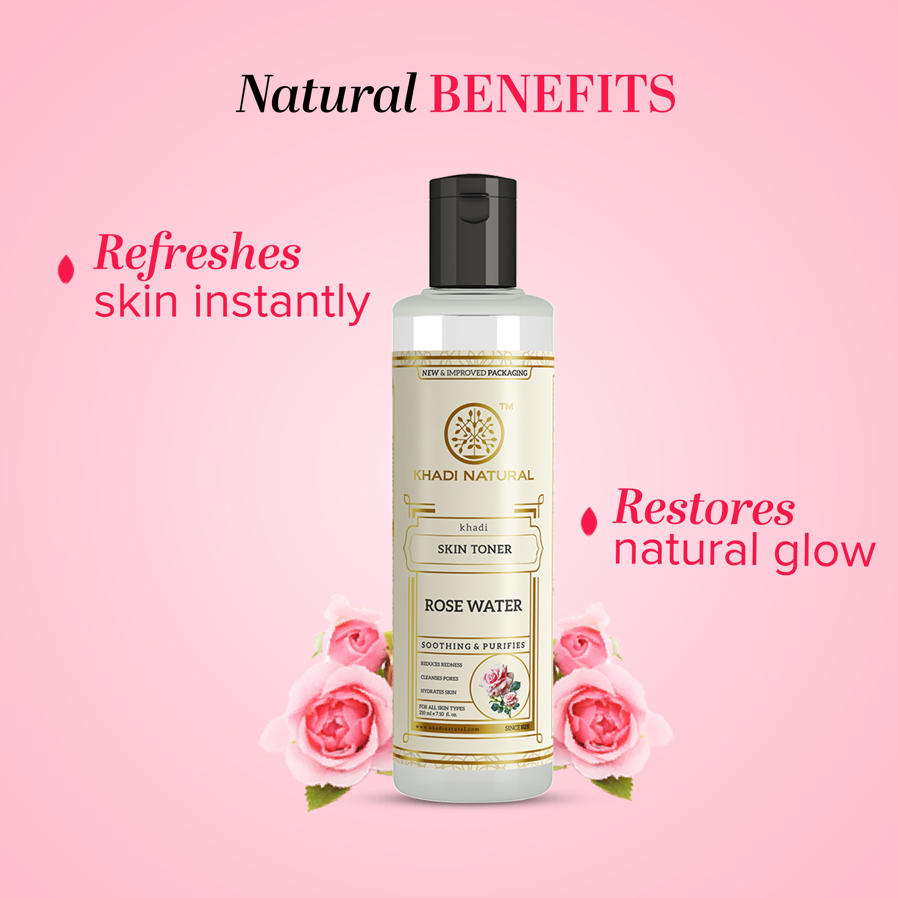 Khadi Natural Pure Rose Water Skin Toner - 210ml - Image 3 - Buy from Indicrest