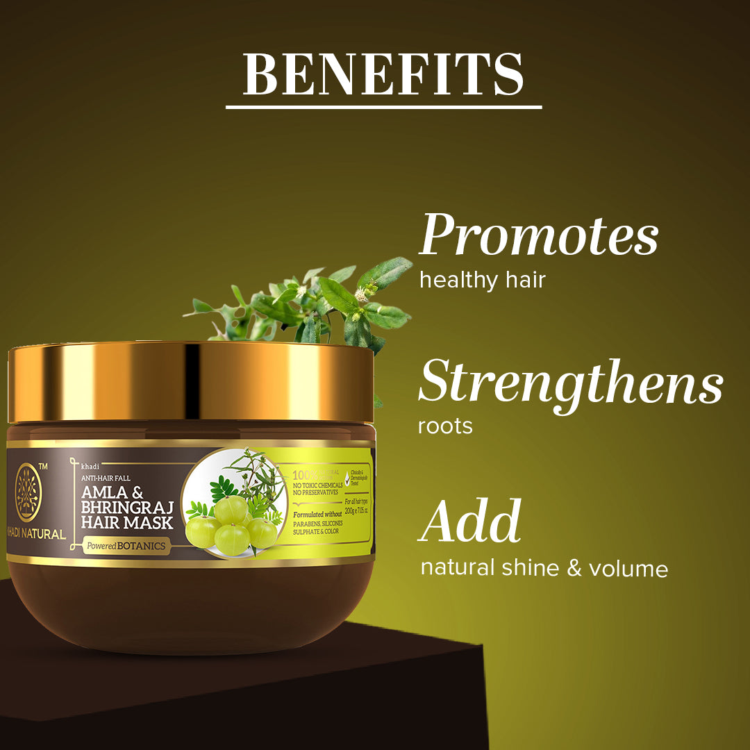 Khadi Natural Amla & Bhringraj Hair Mask - SLS, Parabens & Color Free - 200gm - Image 2 - Buy from Indicrest