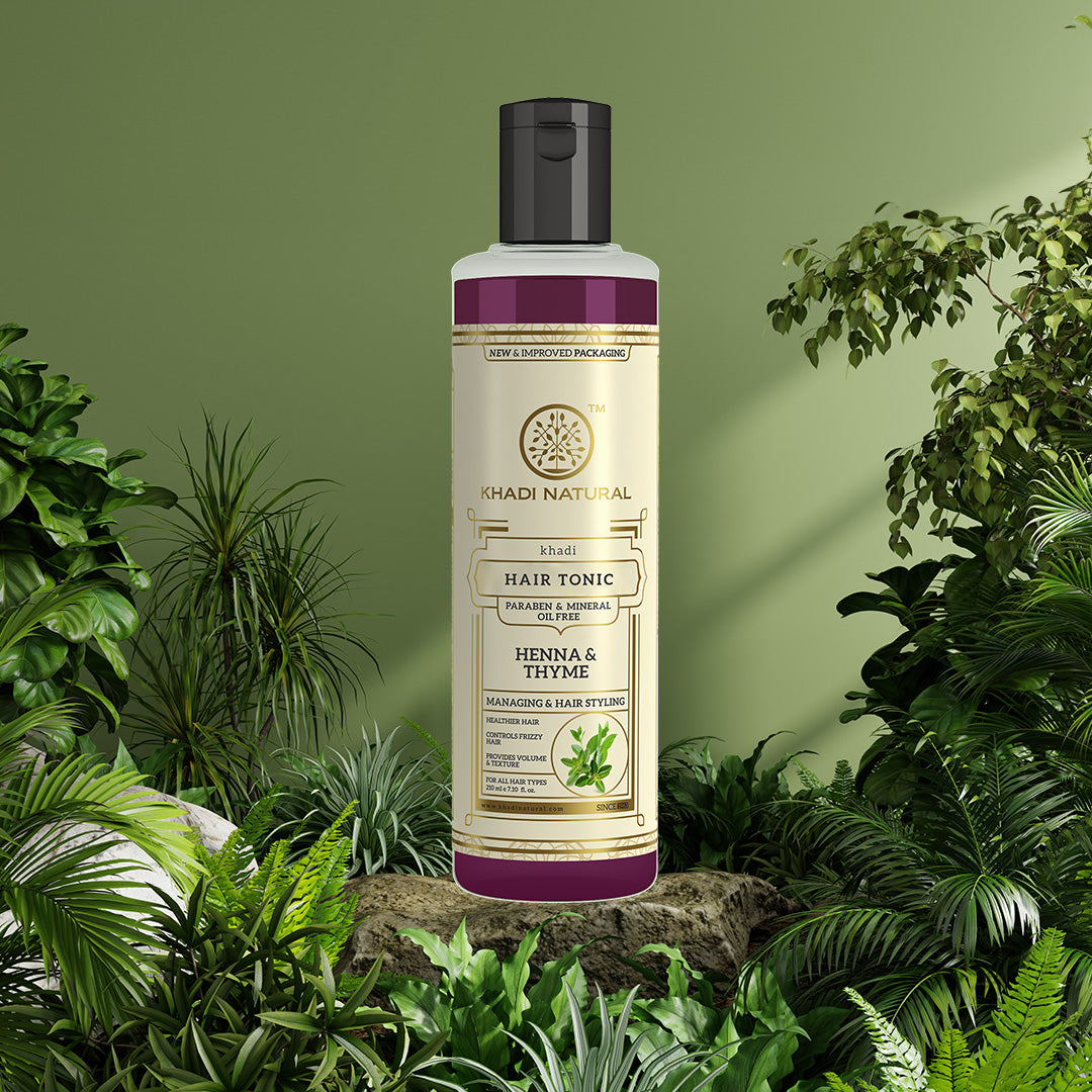 Khadi Natural Henna Thyme Hair Tonic Paraben & Mineral Oil Free - 210ml - Image 7 - Buy from Indicrest