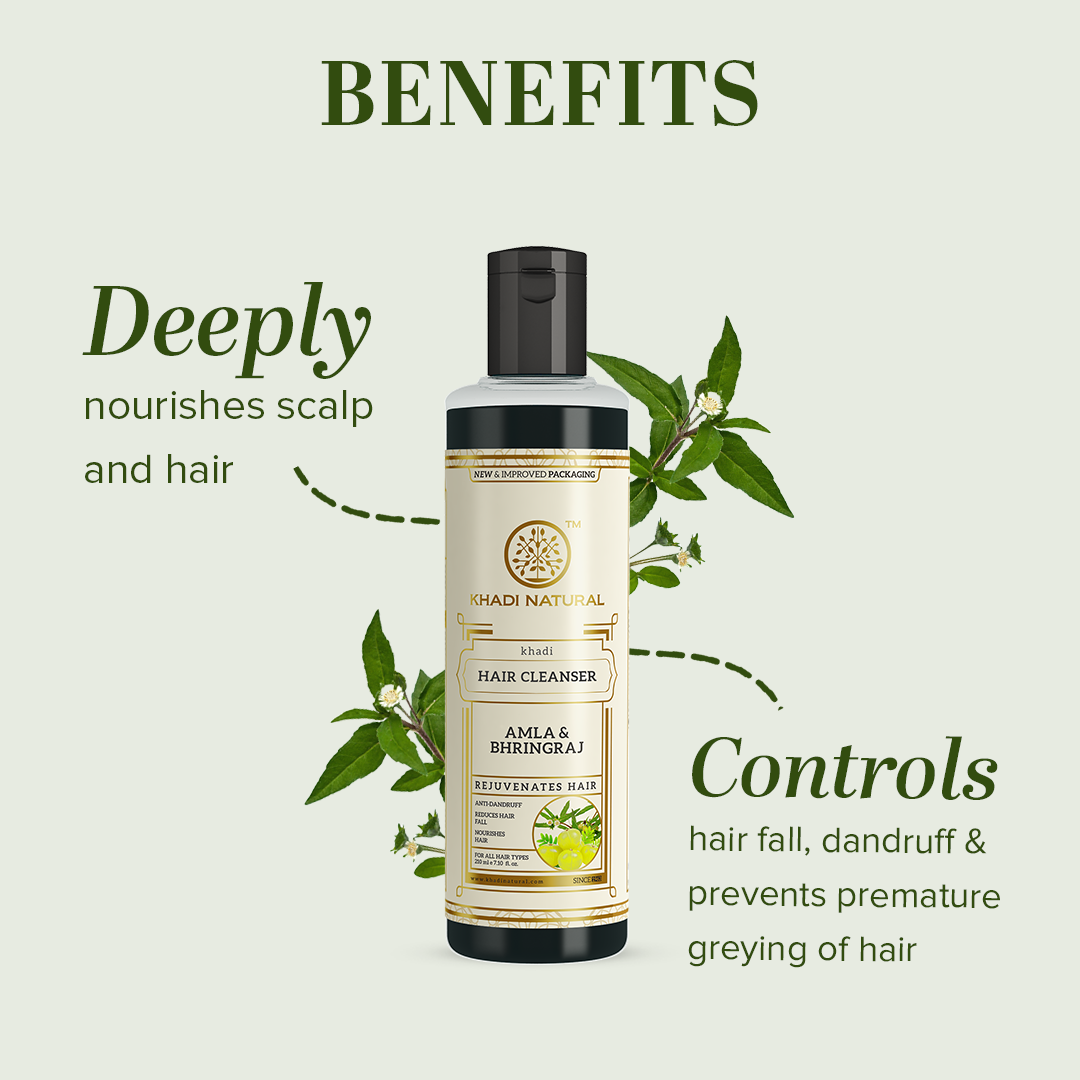 Khadi Natural Amla & Bhringraj Hair Cleanser Combo Pack of 2 - 210ml Each - Image 2 - Buy from Indicrest