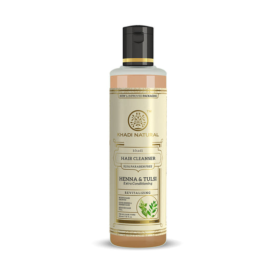 Khadi Natural Heena & Tulsi Extra Hair Conditioning Cleanser SLS & Paraben Free - 210ml Sale - Buy from Indicrest