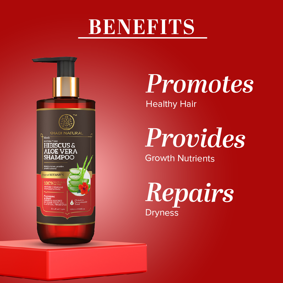 Khadi Natural Hibiscus & Aloe Vera Hair Cleanser - Parabens, Silicones, Sulphate, Color, Salt & Artificial Fragrance Free - 310ml - Image 2 - Buy from Indicrest