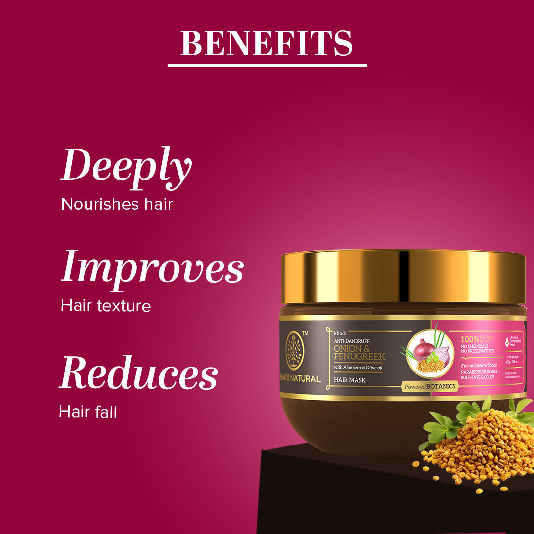 Khadi Natural Onion & Fenugreek Hair Mask – SLS, Paraben & Color Free - 200gm - Image 2 - Buy from Indicrest